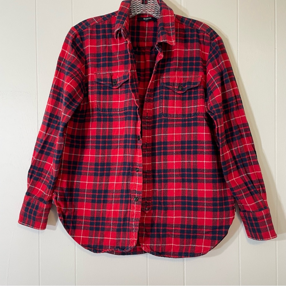 Madewell Red and Black Plaid Flannel Shirt XS